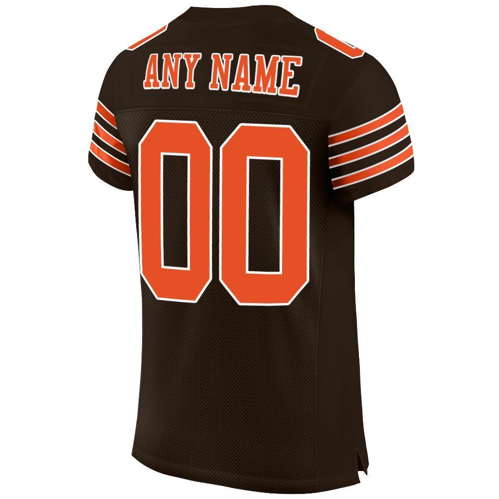 Custom Brown Orange-White Mesh Authentic Football Jersey - Sky-Custom