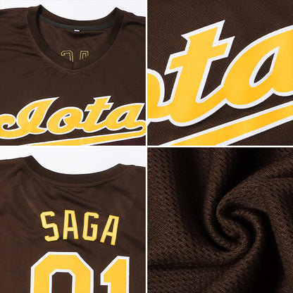 Custom Brown Orange-White Authentic Baseball Jersey - Sky-Custom