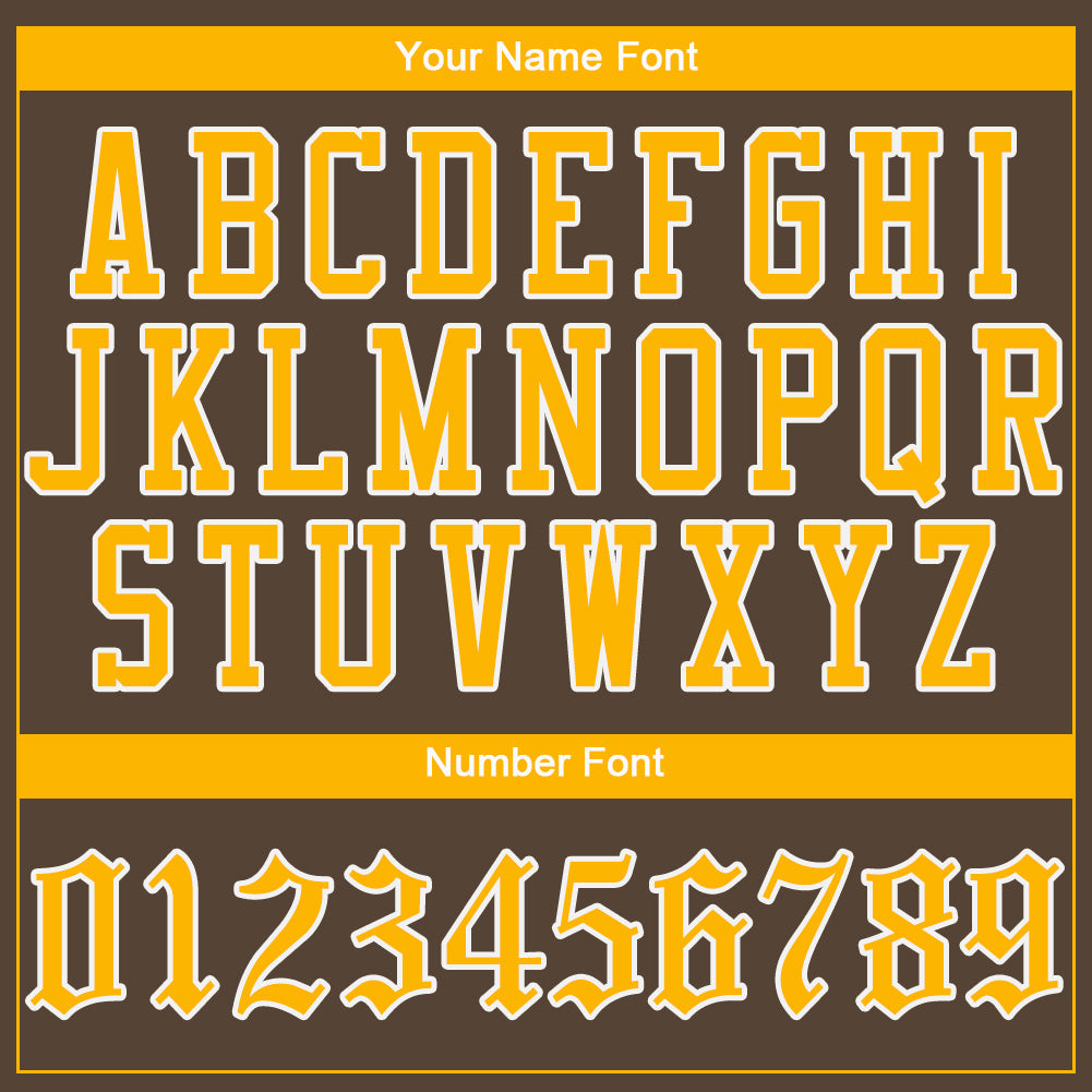 Custom Brown Gold-White Authentic Baseball Jersey - Sky-Custom