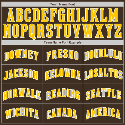 Custom Brown Gold-White Authentic Baseball Jersey - Sky-Custom