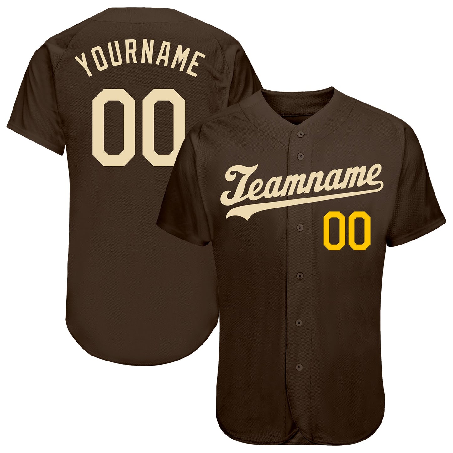 Custom Brown Cream-Gold Authentic Baseball Jersey - Sky-Custom