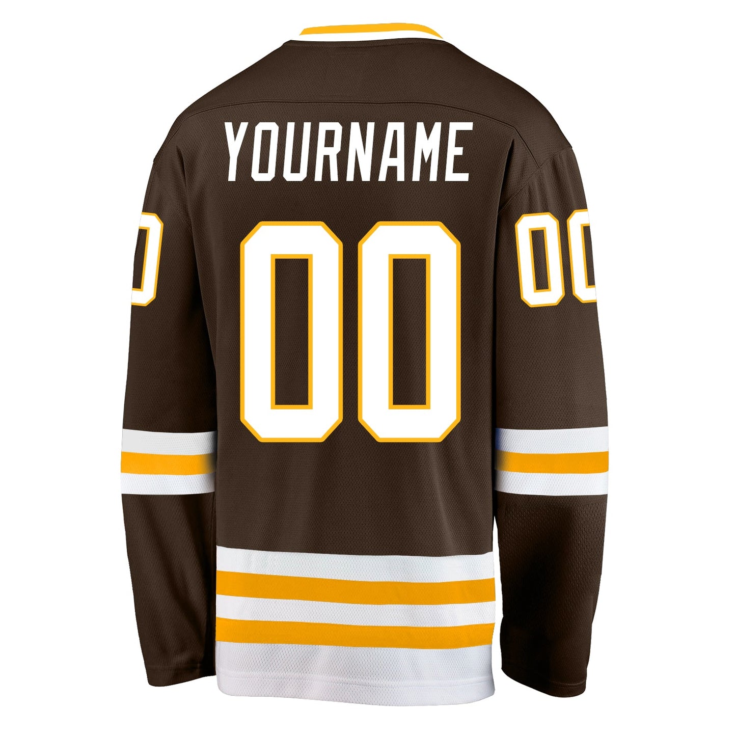 Custom Brown White-Gold Hockey Jersey - Sky-Custom
