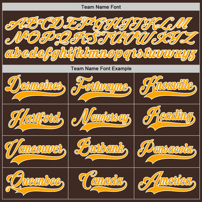 Custom Brown Gold-White Authentic Baseball Jersey - Sky-Custom
