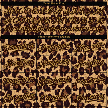 Custom Brown Brown-Old Gold 3D Pattern Design Leopard Authentic Baseball Jersey - Sky-Custom