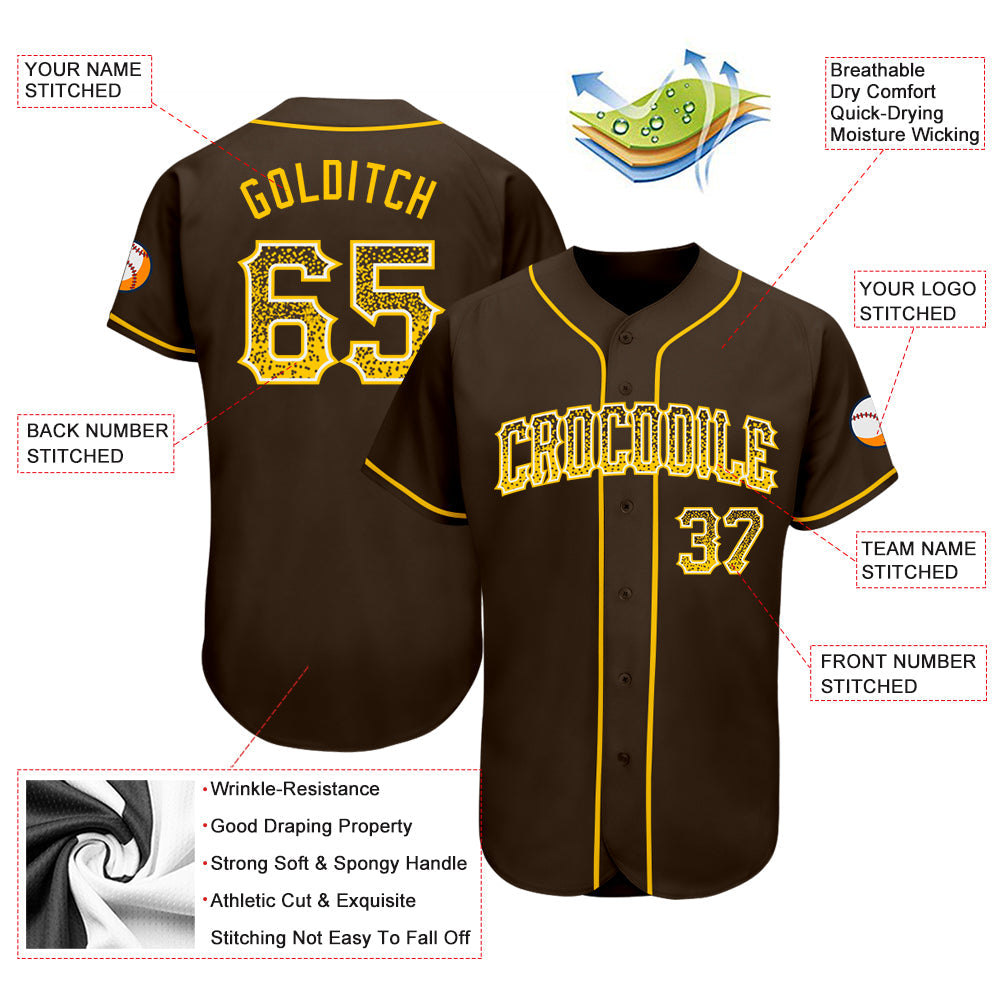 Custom Brown Gold-White Authentic Drift Fashion Baseball Jersey - Sky-Custom
