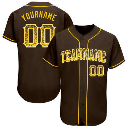 Custom Brown Gold-White Authentic Drift Fashion Baseball Jersey - Sky-Custom