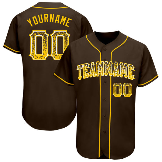 Custom Brown Gold-White Authentic Drift Fashion Baseball Jersey - Sky-Custom