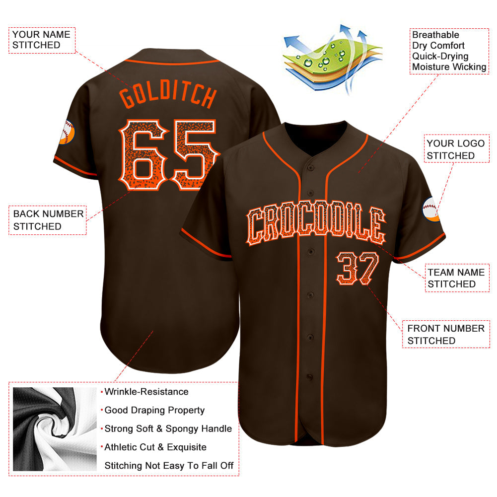 Custom Brown Orange-White Authentic Drift Fashion Baseball Jersey - Sky-Custom