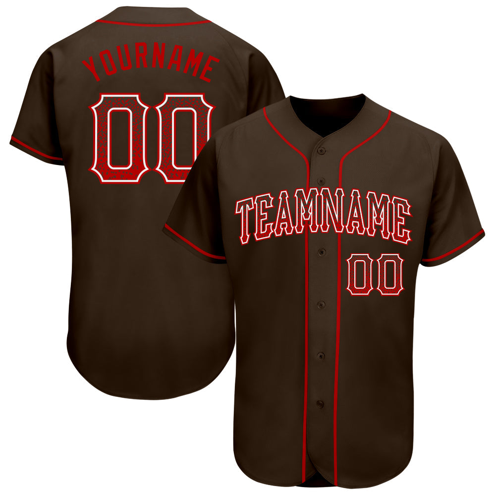 Custom Brown Red-White Authentic Drift Fashion Baseball Jersey - Sky-Custom
