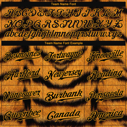 Custom Brown Black-Gold 3D Pattern Design Tiger Authentic Baseball Jersey - Sky-Custom