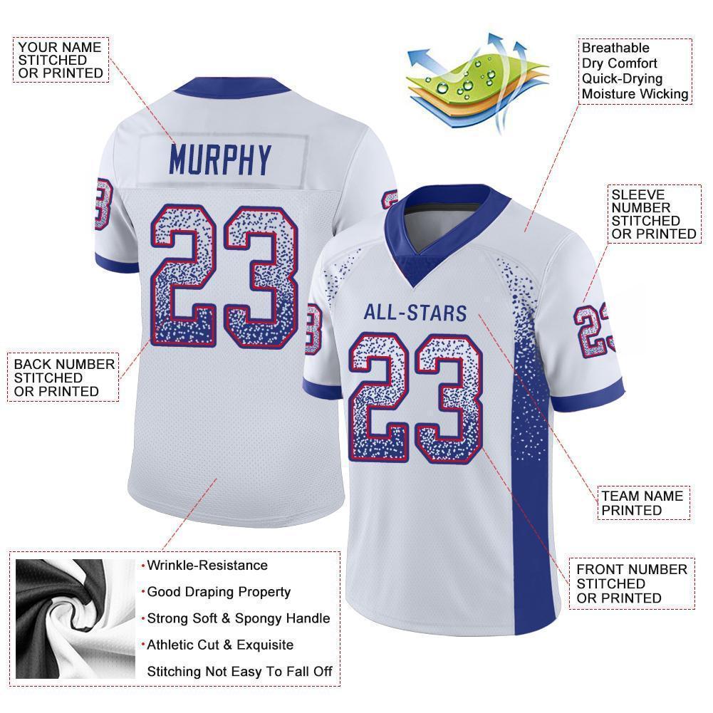 Custom White Royal-Red Mesh Drift Fashion Football Jersey - Sky-Custom
