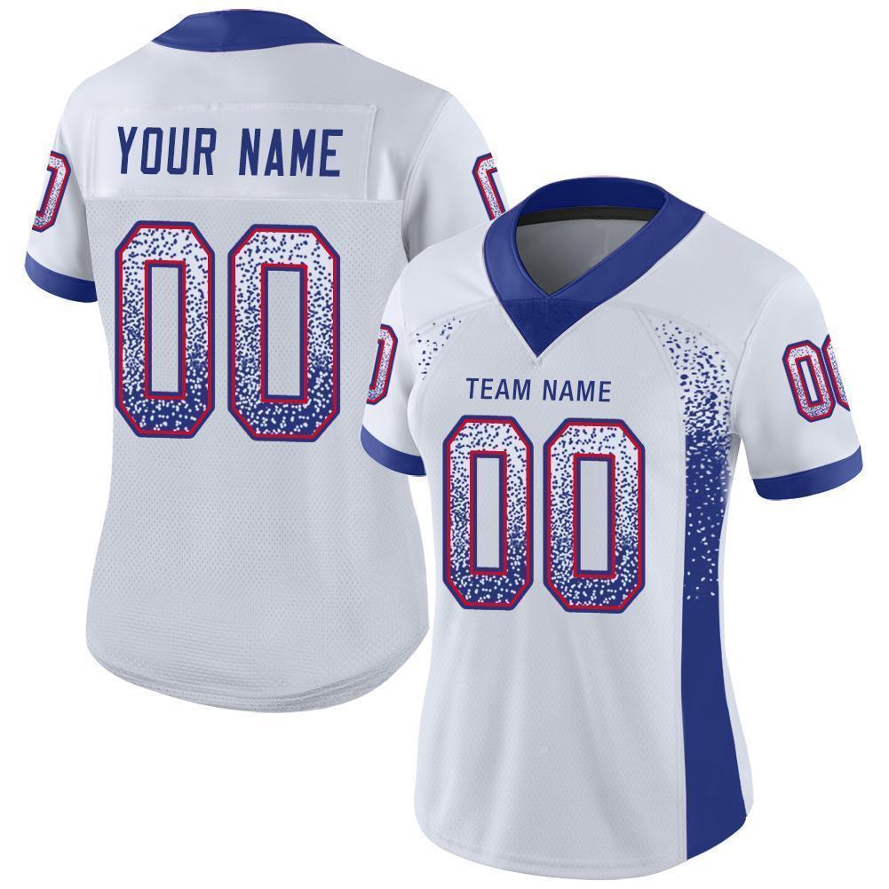Custom White Royal-Red Mesh Drift Fashion Football Jersey - Sky-Custom
