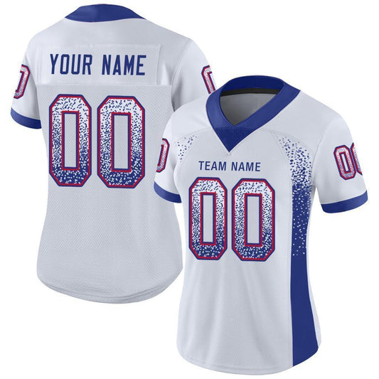 Custom White Royal-Red Mesh Drift Fashion Football Jersey - Sky-Custom