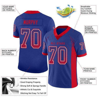 Custom Royal Red-White Mesh Drift Fashion Football Jersey - Sky-Custom