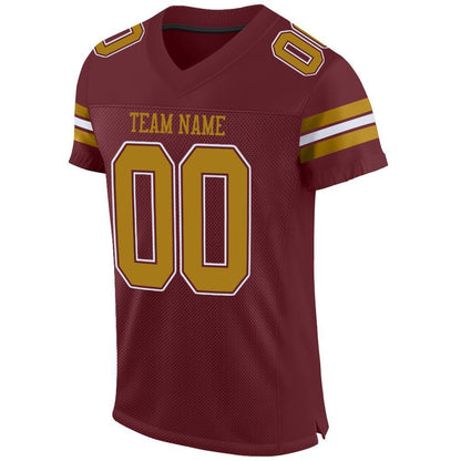 Custom Burgundy Old Gold-White Mesh Authentic Football Jersey - Sky-Custom