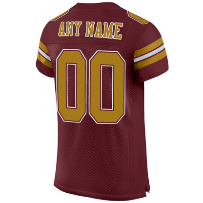 Custom Burgundy Old Gold-White Mesh Authentic Football Jersey - Sky-Custom