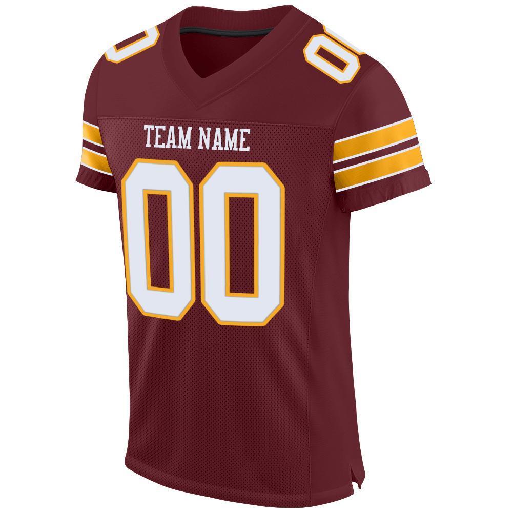 Custom Burgundy White-Gold Mesh Authentic Football Jersey - Sky-Custom