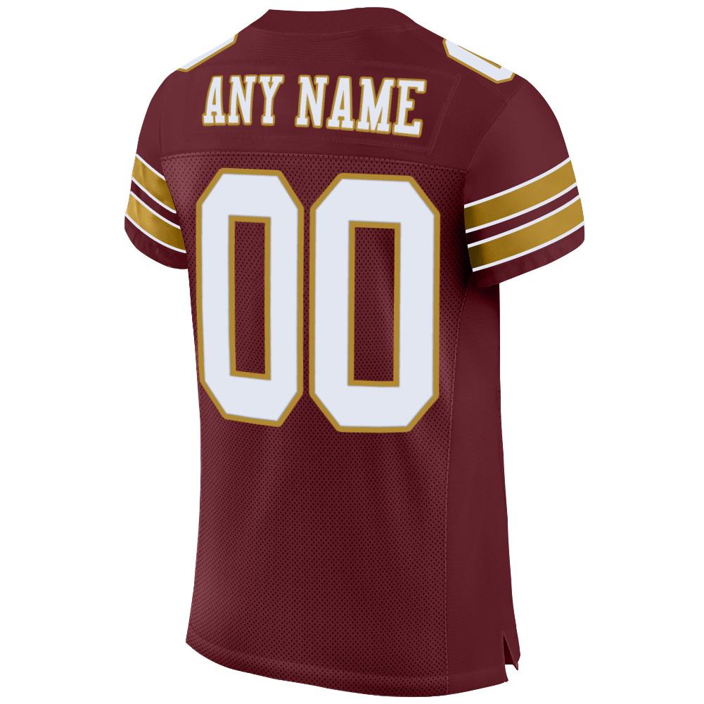 Custom Burgundy White-Old Gold Mesh Authentic Football Jersey - Sky-Custom