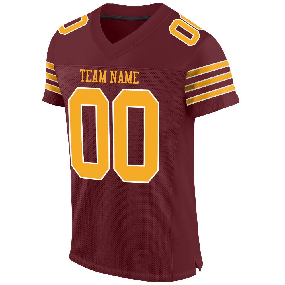 Custom Burgundy Gold-White Mesh Authentic Football Jersey - Sky-Custom