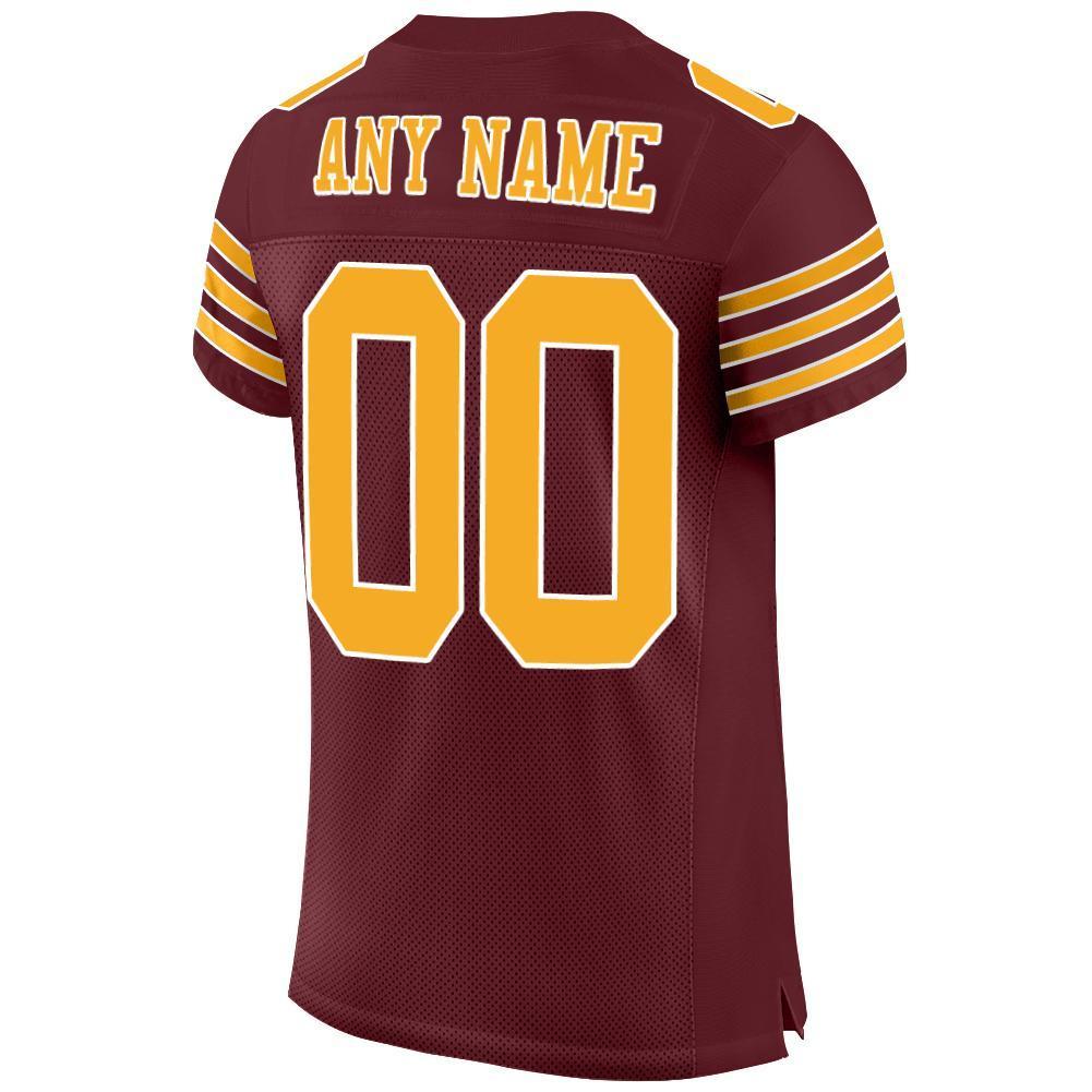 Custom Burgundy Gold-White Mesh Authentic Football Jersey - Sky-Custom