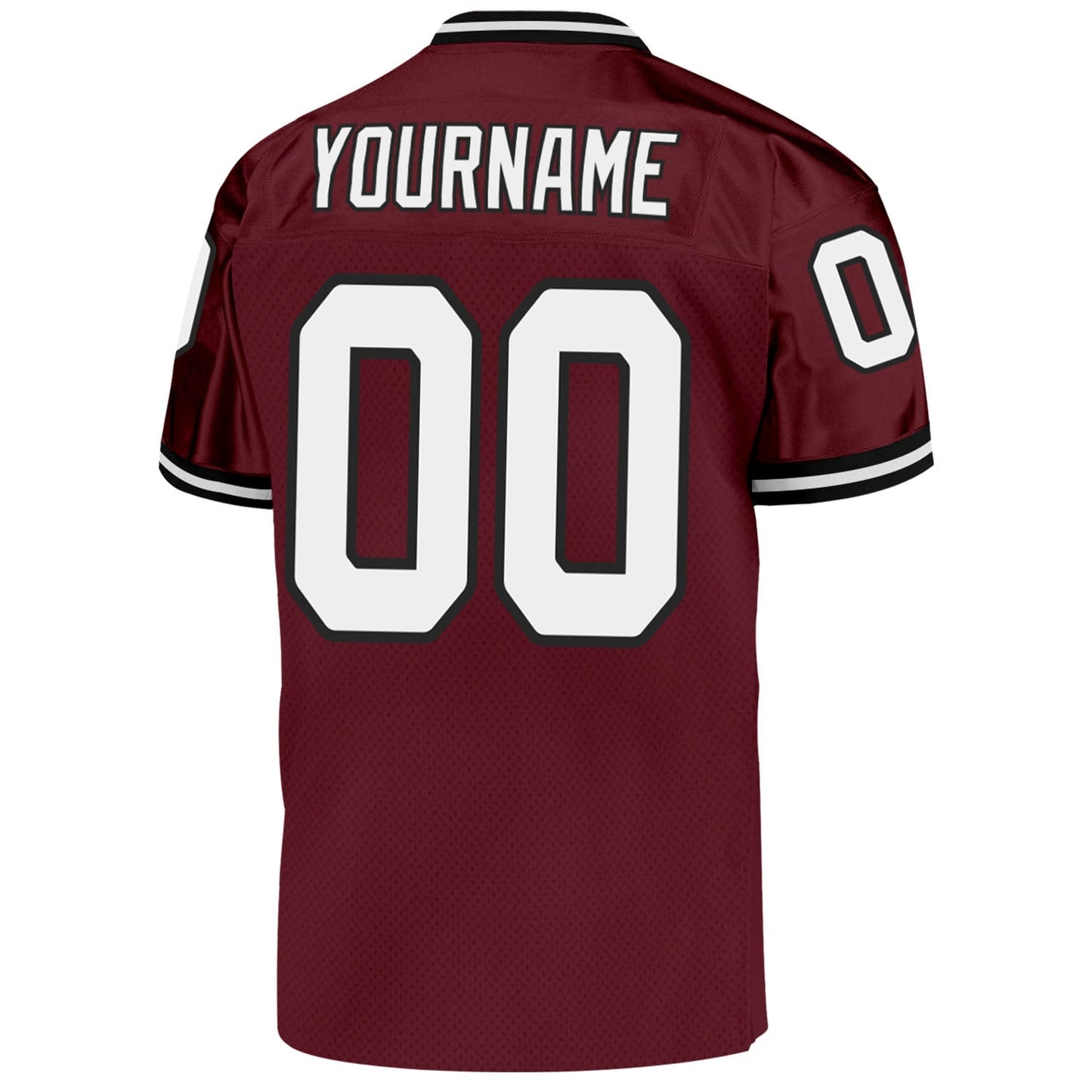 Custom Burgundy White-Black Mesh Authentic Throwback Football Jersey - Sky-Custom