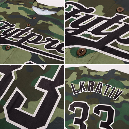 Custom Camo Black-City Cream Authentic Salute To Service Baseball Jersey - Sky-Custom