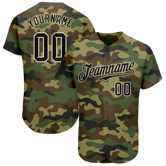 Custom Camo Black-City Cream Authentic Salute To Service Baseball Jersey - Sky-Custom