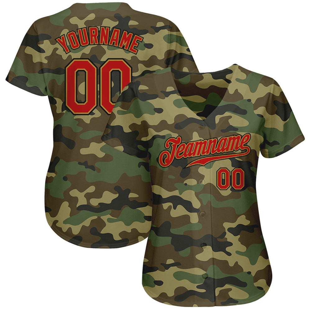 Custom Camo Red-Old Gold Authentic Salute To Service Baseball Jersey - Sky-Custom