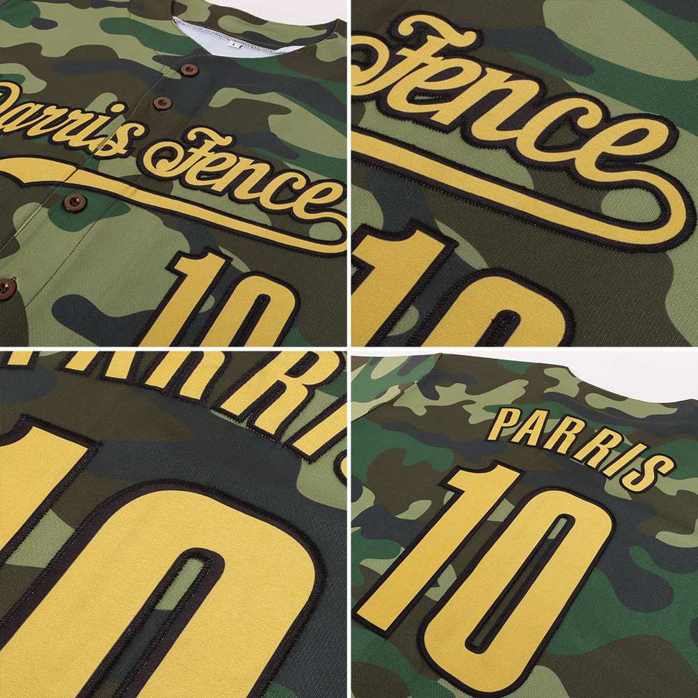 Custom Camo Old Gold-Black Authentic Salute To Service Baseball Jersey - Sky-Custom