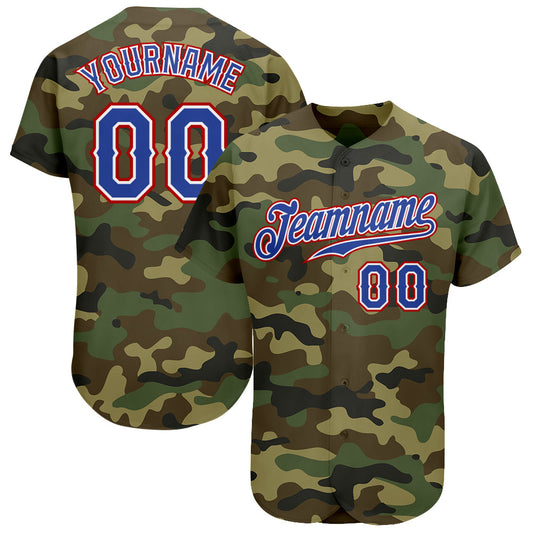 Custom Camo Royal-Red Authentic Salute To Service Baseball Jersey - Sky-Custom