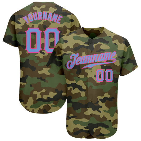 Custom Camo Light Blue-Pink Authentic Salute To Service Baseball Jersey - Sky-Custom
