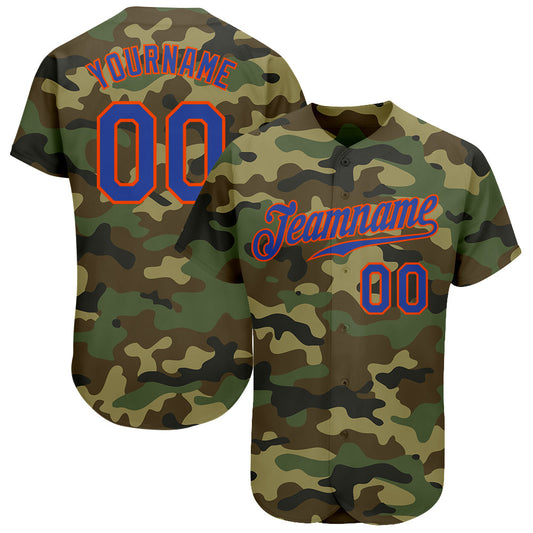 Custom Camo Royal-Orange Authentic Salute To Service Baseball Jersey - Sky-Custom