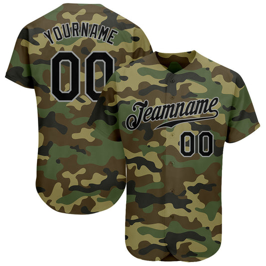 Custom Camo Black-Gray Authentic Salute To Service Baseball Jersey - Sky-Custom