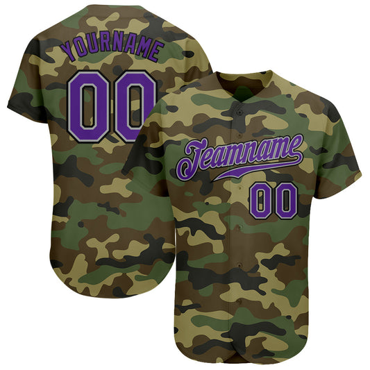 Custom Camo Purple-Black Authentic Salute To Service Baseball Jersey - Sky-Custom