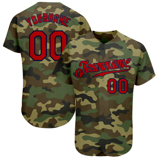 Custom Camo Red-Navy Authentic Salute To Service Baseball Jersey - Sky-Custom