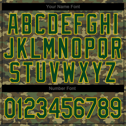 Custom Camo Green-Gold Authentic Salute To Service Baseball Jersey - Sky-Custom