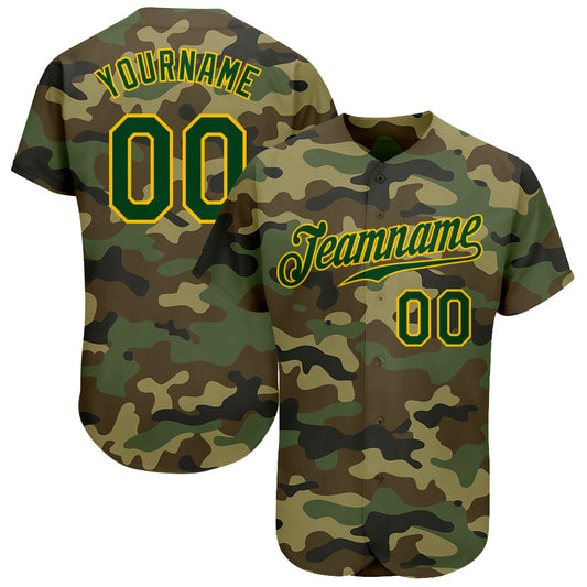 Custom Camo Green-Gold Authentic Salute To Service Baseball Jersey - Sky-Custom