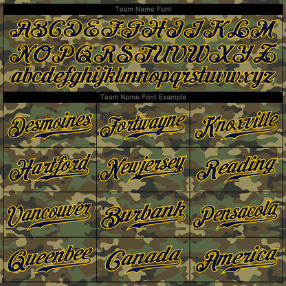 Custom Camo Navy-Gold Authentic Baseball Jersey - Sky-Custom