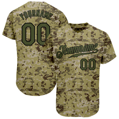 Custom Camo Olive-Black Authentic Salute To Service Baseball Jersey - Sky-Custom