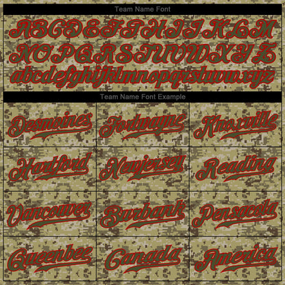 Custom Camo Olive-Red Authentic Salute To Service Baseball Jersey - Sky-Custom