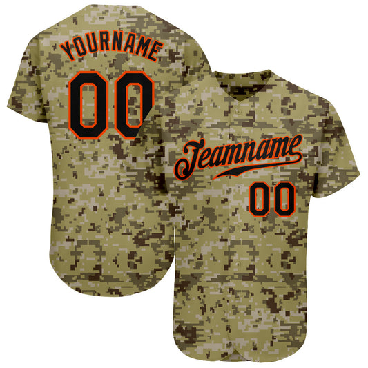 Custom Camo Black-Orange Authentic Salute To Service Baseball Jersey - Sky-Custom