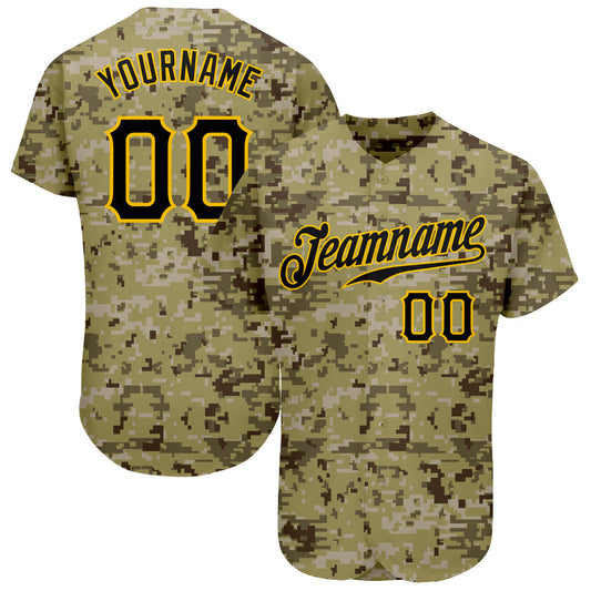 Custom Camo Black-Gold Authentic Salute To Service Baseball Jersey - Sky-Custom