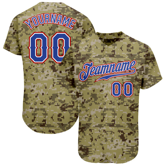 Custom Camo Royal-Red Authentic Salute To Service Baseball Jersey - Sky-Custom