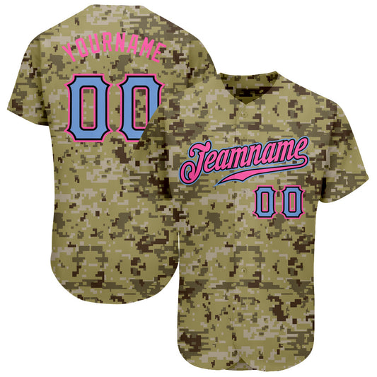 Custom Camo Light Blue-Pink Authentic Salute To Service Baseball Jersey - Sky-Custom