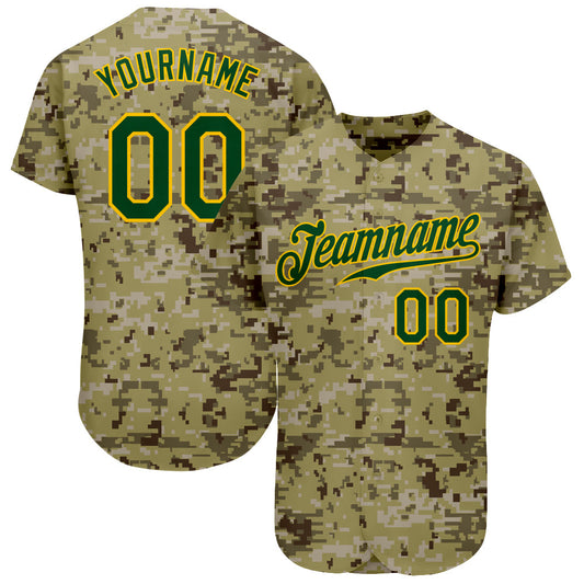 Custom Camo Green-Gold Authentic Salute To Service Baseball Jersey - Sky-Custom