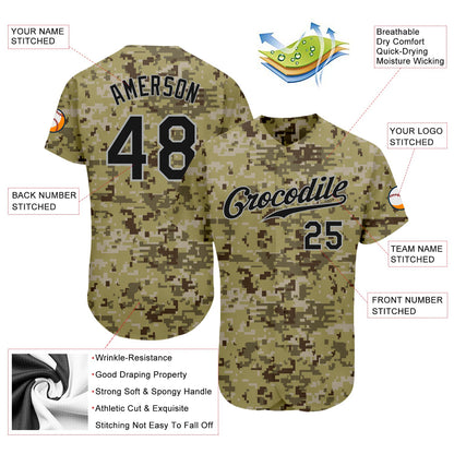 Custom Camo Black-Gray Authentic Salute To Service Baseball Jersey - Sky-Custom