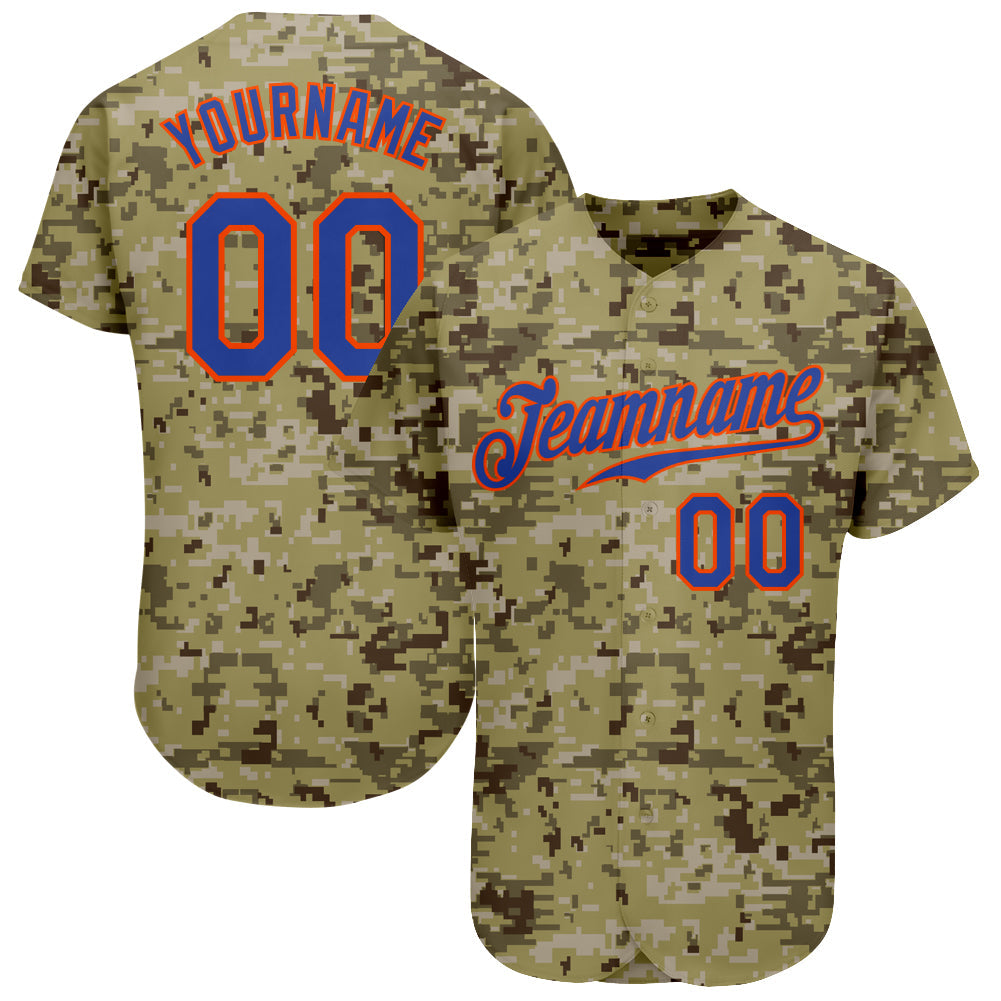 Custom Camo Royal-Orange Authentic Salute To Service Baseball Jersey - Sky-Custom