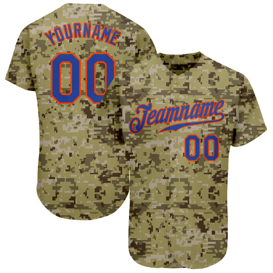 Custom Camo Royal-Orange Authentic Salute To Service Baseball Jersey - Sky-Custom