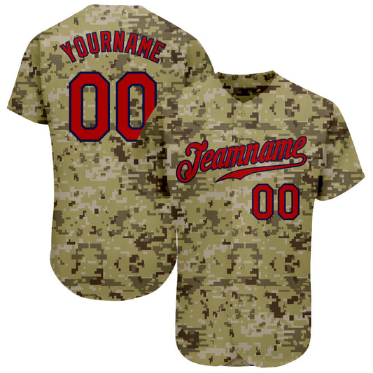 Custom Camo Red-Navy Authentic Salute To Service Baseball Jersey - Sky-Custom