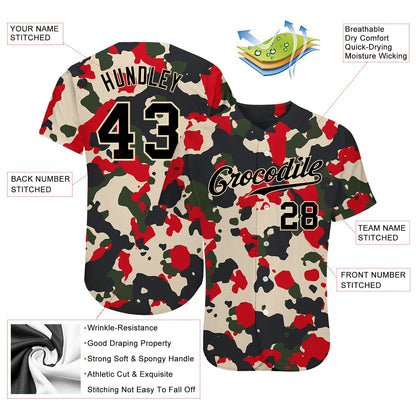 Custom Camo Black-Cream Authentic Salute To Service Baseball Jersey - Sky-Custom